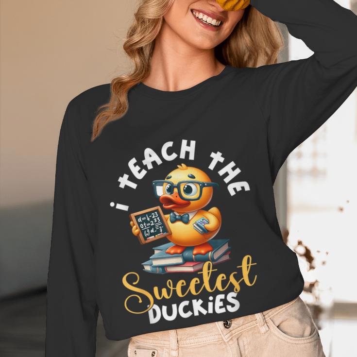 I Teach The Sweetest Duckies Teacher Rubber Duck Teaching Women Long Sleeve T-Shirt, novelty gifts, funny gifts I Teach The Sweetest Duckies Teacher Rubber Duck Teaching Women Long Sleeve T-Shirt, novelty gifts, funny gifts