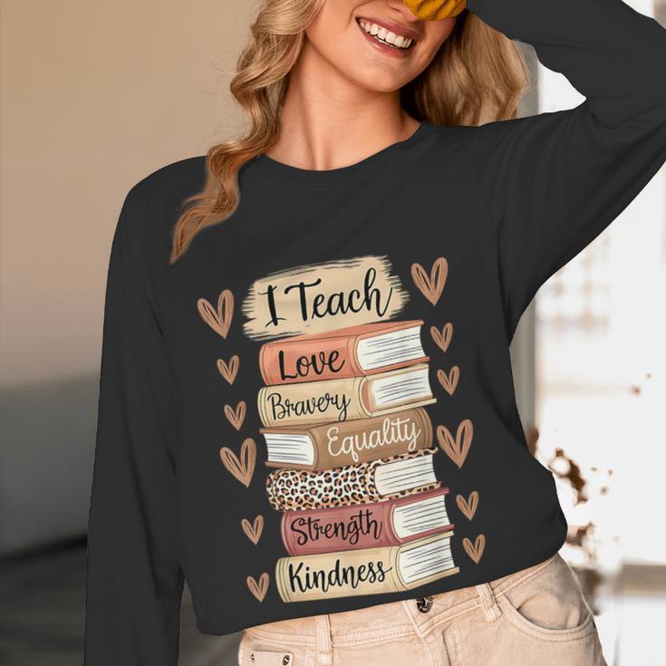 I Teach History Month Black Teacher Melanin Women Long Sleeve T-Shirt, novelty gifts, funny gifts