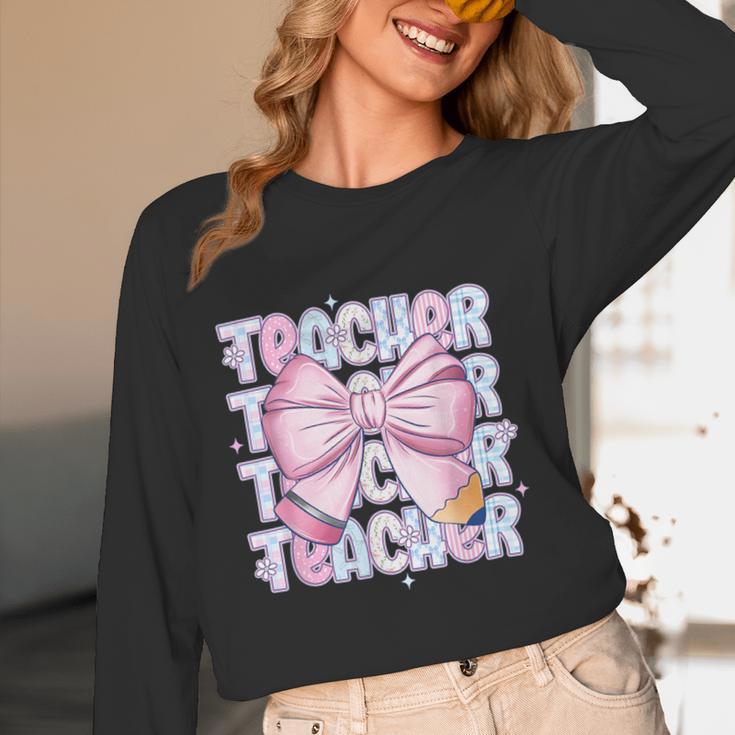 Teacher Bow Pencil Flowers Teacher Back To School Women Long Sleeve T-Shirt, novelty gifts, funny gifts Teacher Bow Pencil Flowers Teacher Back To School Women Long Sleeve T-Shirt, novelty gifts, funny gifts