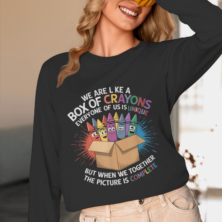 Teacher We Are Like a Box Of Crayons Women Long Sleeve T-Shirt, novelty gifts, funny gifts