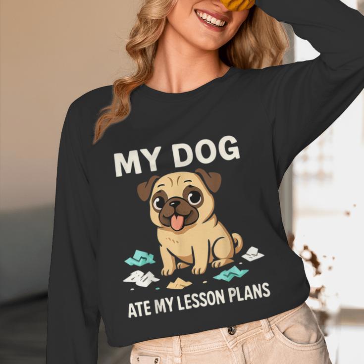 Teacher My Dog Ate My Lesson Plans School Staff Women Long Sleeve T-Shirt, novelty gifts, funny gifts