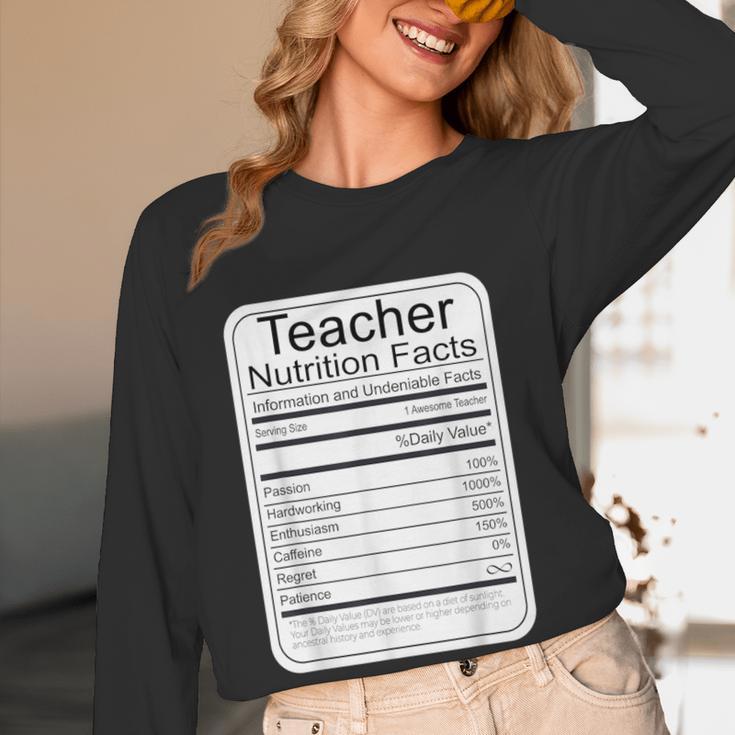 Teacher Nutrition Facts Teachers Nutritional Fact Women Long Sleeve T-Shirt, novelty gifts, funny gifts
