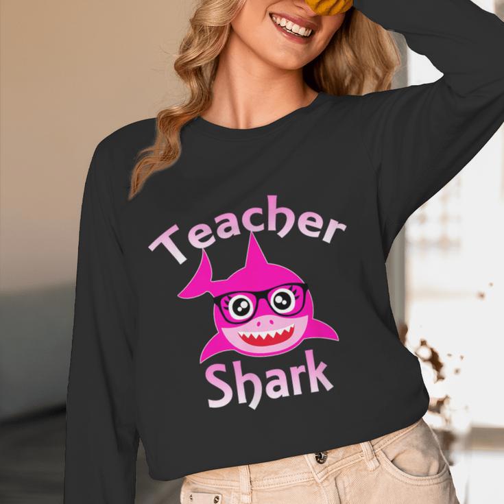 Teacher Shark Female Teacher Women Long Sleeve T-Shirt, novelty gifts, funny gifts