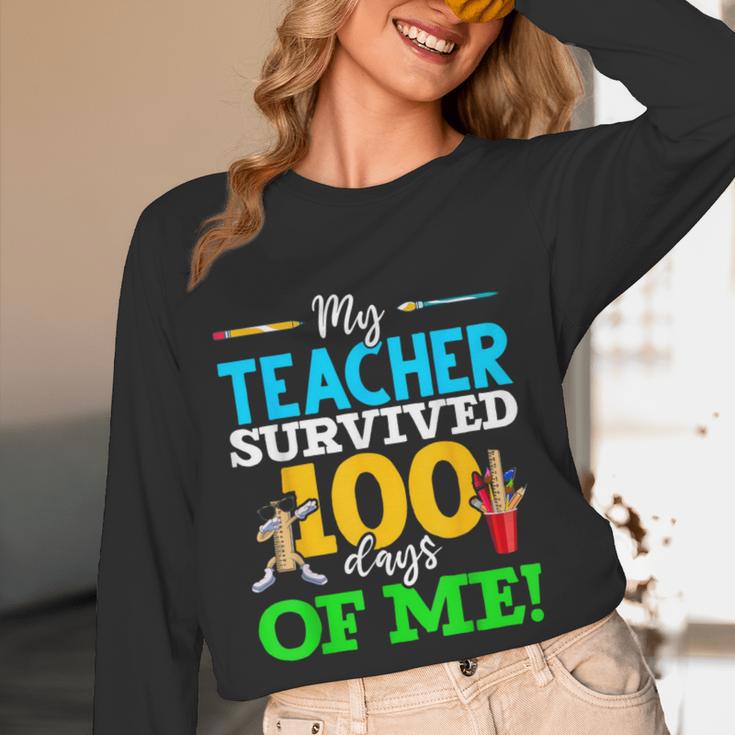 My Teacher Survived 100 Days Of Me Dab 100 Days Of School For Men Women Kids Women Long Sleeve T-Shirt, novelty gifts, funny gifts My Teacher Survived 100 Days Of Me Dab 100 Days Of School For Men Women Kids Women Long Sleeve T-Shirt, novelty gifts, funny gifts