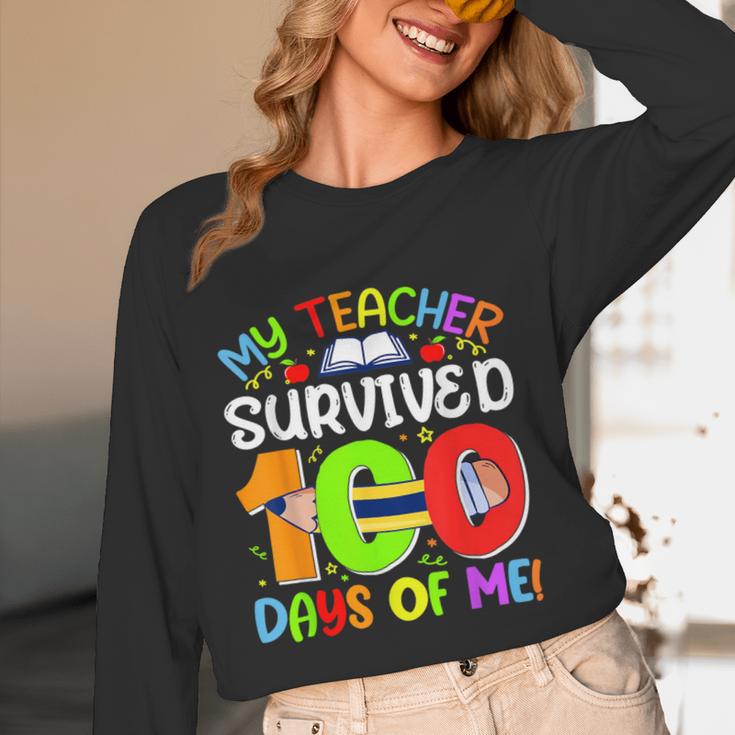 My Teacher Survived 100 Days Of Me 100 Days Of School Women Long Sleeve T-Shirt, novelty gifts, funny gifts