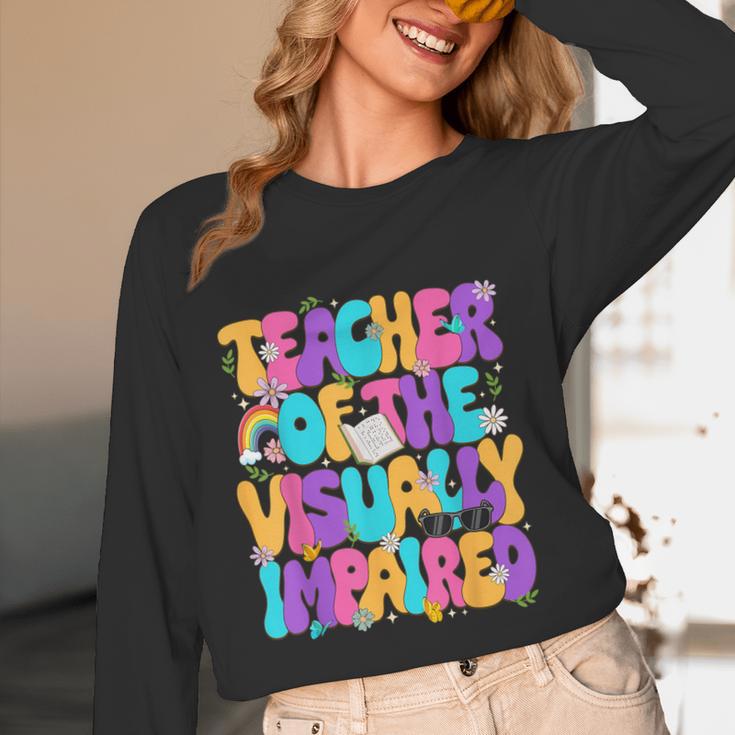 Teacher Of The Visually Impaired Blindness Awareness Women Long Sleeve T-Shirt, novelty gifts, funny gifts Teacher Of The Visually Impaired Blindness Awareness Women Long Sleeve T-Shirt, novelty gifts, funny gifts