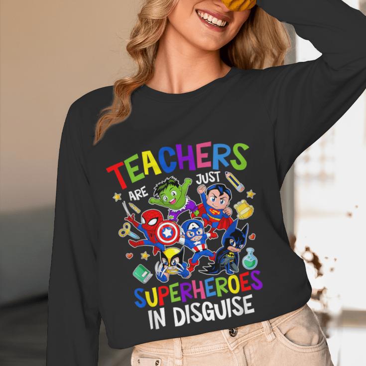 Teachers Are Superheroes Back To School Women Long Sleeve T-Shirt, novelty gifts, funny gifts Teachers Are Superheroes Back To School Women Long Sleeve T-Shirt, novelty gifts, funny gifts