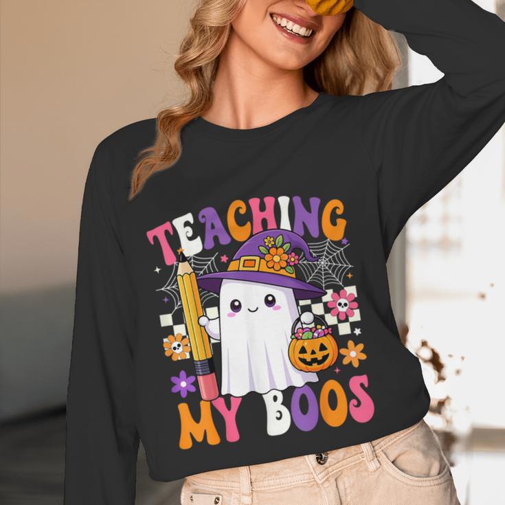 Teaching My Boos Ghost Teacher Cute Pencil Halloween Teacher Women Long Sleeve T-Shirt, novelty gifts, funny gifts Teaching My Boos Ghost Teacher Cute Pencil Halloween Teacher Women Long Sleeve T-Shirt, novelty gifts, funny gifts