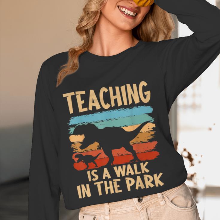 Teaching Is a Walk In Park Dinosaur Teacher Women Long Sleeve T-Shirt, novelty gifts, funny gifts Teaching Is a Walk In Park Dinosaur Teacher Women Long Sleeve T-Shirt, novelty gifts, funny gifts