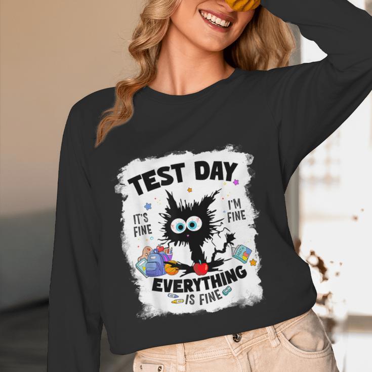 Test Day Stressed Cat Teacher Student Kids Testing Day Women Long Sleeve T-Shirt, novelty gifts, funny gifts Test Day Stressed Cat Teacher Student Kids Testing Day Women Long Sleeve T-Shirt, novelty gifts, funny gifts