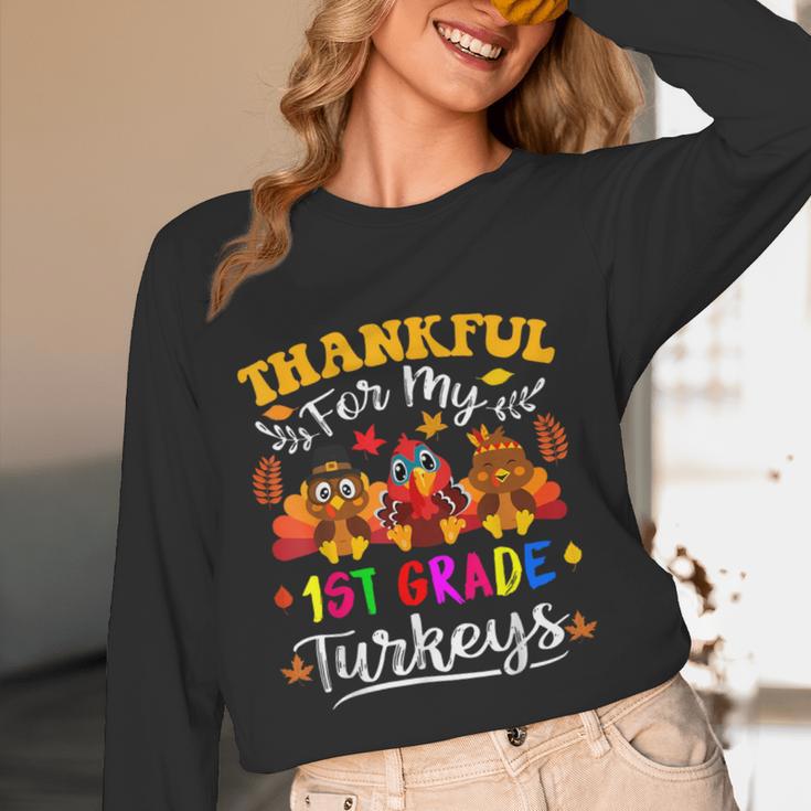 Thankful For My 1st Grade Turkeys Thanksgiving Teacher Fall Women Long Sleeve T-Shirt, novelty gifts, funny gifts Thankful For My 1st Grade Turkeys Thanksgiving Teacher Fall Women Long Sleeve T-Shirt, novelty gifts, funny gifts