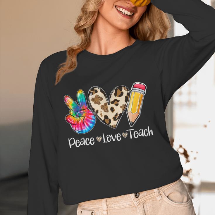 Tie Dye Hippie Peace Love Teach Teacher Appreciation Women Long Sleeve T-Shirt, novelty gifts, funny gifts