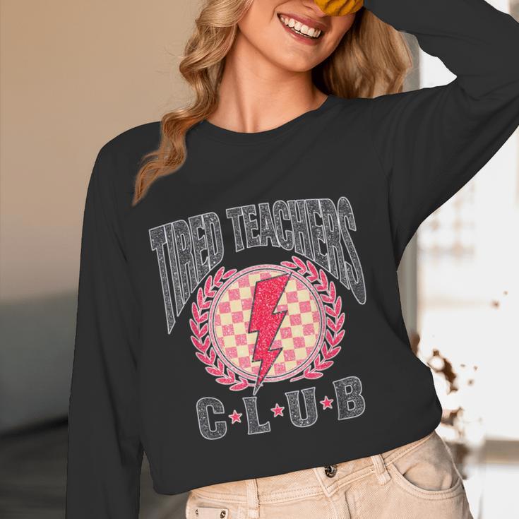 Tired Teachers Club Study Lover School Apparel Women Long Sleeve T-Shirt, novelty gifts, funny gifts Tired Teachers Club Study Lover School Apparel Women Long Sleeve T-Shirt, novelty gifts, funny gifts