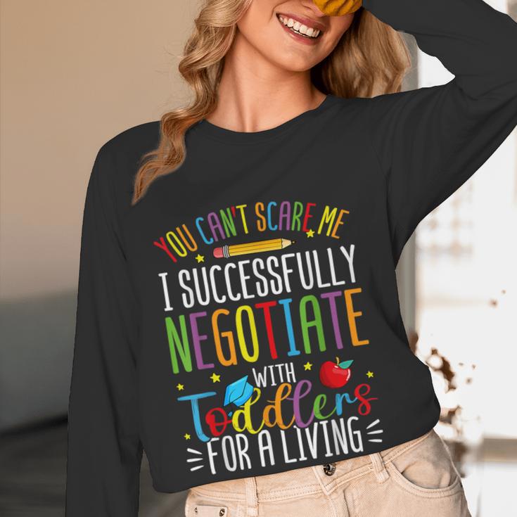 Toddler Negotiator Preschool Teacher Humor Babysitters Women Long Sleeve T-Shirt, novelty gifts, funny gifts