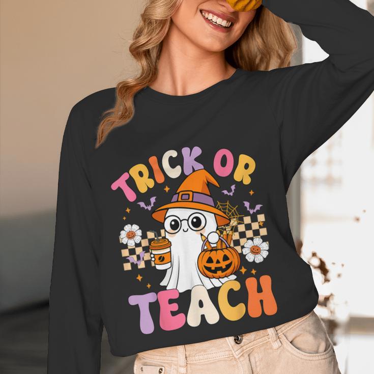 Trick Or Teach Cute Ghost Coffee Pumpkins Halloween Teacher Women Long Sleeve T-Shirt, novelty gifts, funny gifts Trick Or Teach Cute Ghost Coffee Pumpkins Halloween Teacher Women Long Sleeve T-Shirt, novelty gifts, funny gifts
