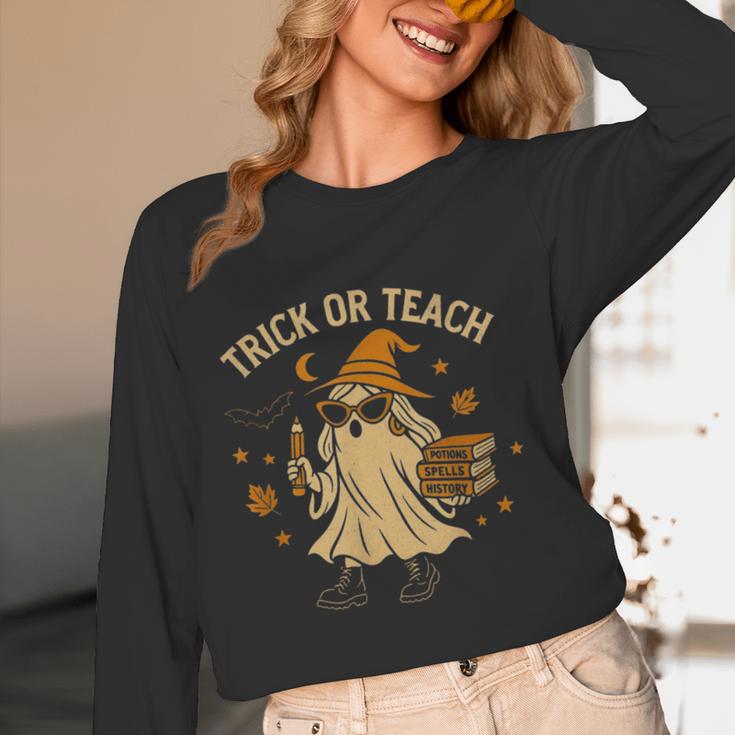 Trick Or Teach Halloween Teacher Women Long Sleeve T-Shirt, novelty gifts, funny gifts Trick Or Teach Halloween Teacher Women Long Sleeve T-Shirt, novelty gifts, funny gifts