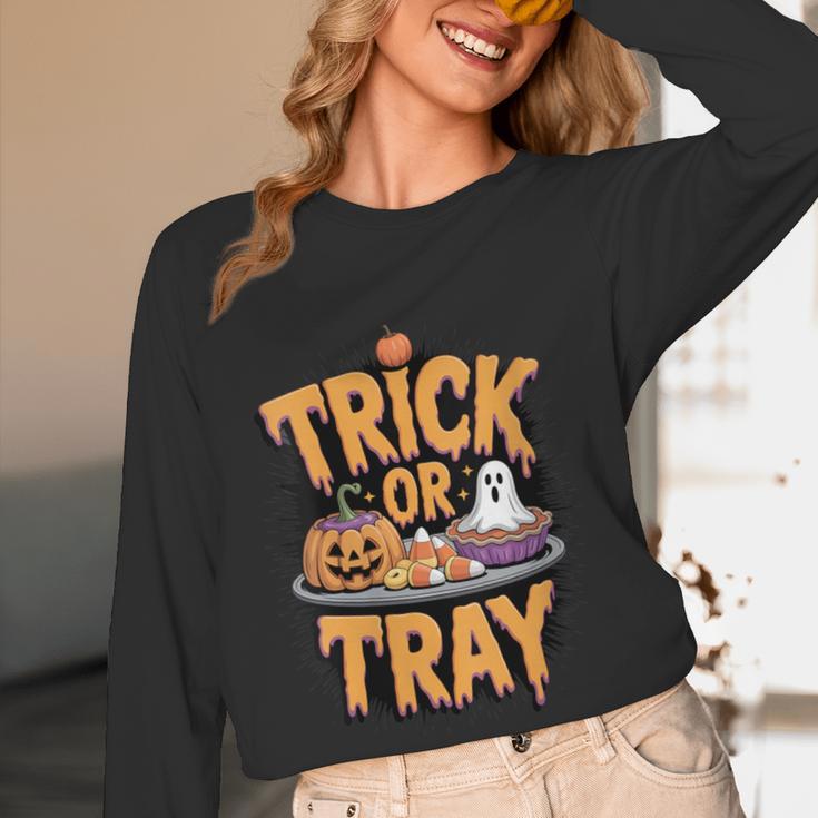Trick Or Tray Halloween Cafeteria Teacher School Women Long Sleeve T-Shirt, novelty gifts, funny gifts Trick Or Tray Halloween Cafeteria Teacher School Women Long Sleeve T-Shirt, novelty gifts, funny gifts