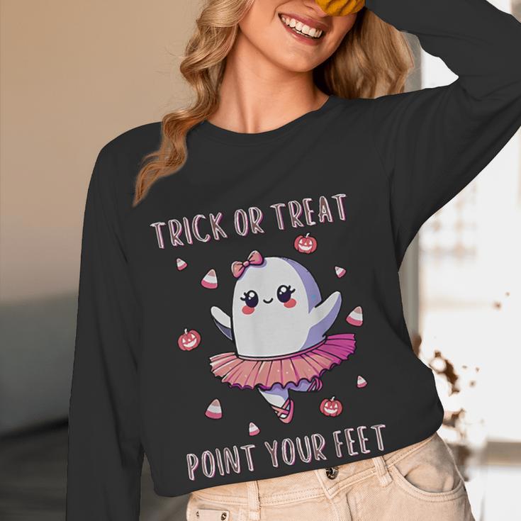 Trick Or Treat Point Your Feet Halloween Ghost Dance Teacher Women Long Sleeve T-Shirt, novelty gifts, funny gifts Trick Or Treat Point Your Feet Halloween Ghost Dance Teacher Women Long Sleeve T-Shirt, novelty gifts, funny gifts