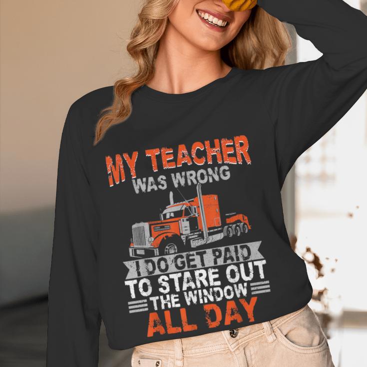 Trucker Truck Driver Vintage My Teacher Was Wrong I Do Get Women Long Sleeve T-Shirt, novelty gifts, funny gifts Trucker Truck Driver Vintage My Teacher Was Wrong I Do Get Women Long Sleeve T-Shirt, novelty gifts, funny gifts
