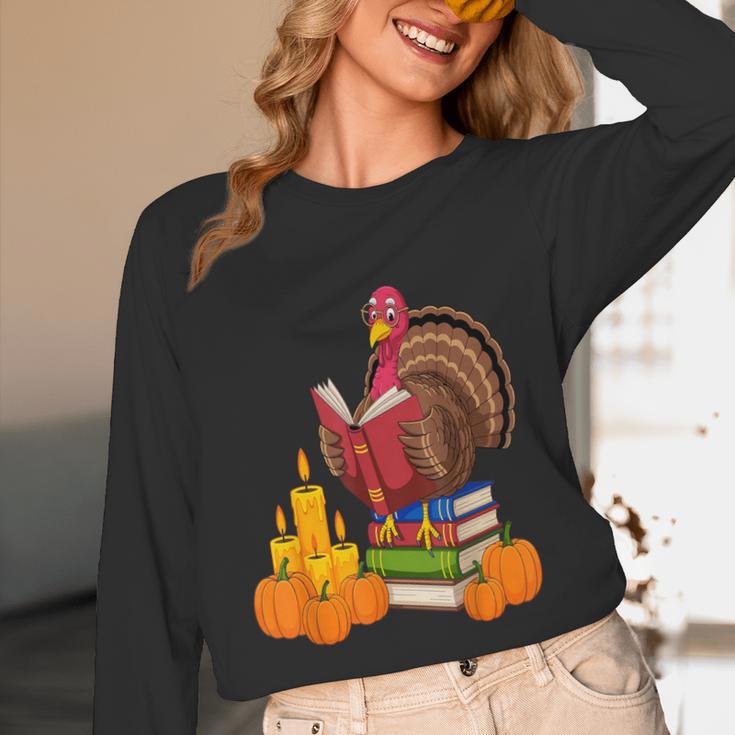 Turkey Reading Books Fall Thanksgiving Teacher Book Women Long Sleeve T-Shirt, novelty gifts, funny gifts Turkey Reading Books Fall Thanksgiving Teacher Book Women Long Sleeve T-Shirt, novelty gifts, funny gifts