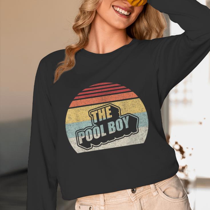 Vintage Retro The Pool Boy Women Long Sleeve T-Shirt, novelty gifts, funny gifts