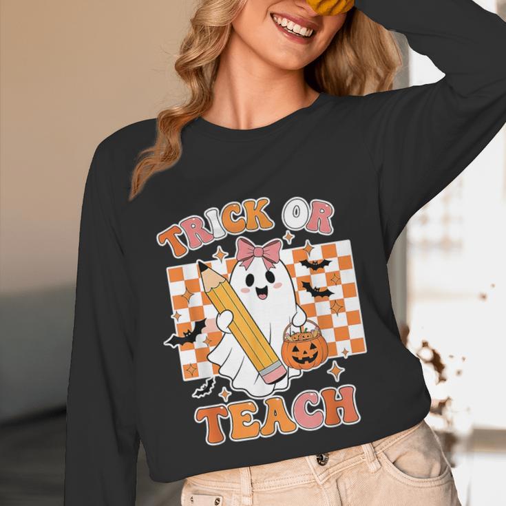 Vintage Teacher Shirt Women Trick Or Teach Halloween Women Long Sleeve T-Shirt, novelty gifts, funny gifts Vintage Teacher Shirt Women Trick Or Teach Halloween Women Long Sleeve T-Shirt, novelty gifts, funny gifts