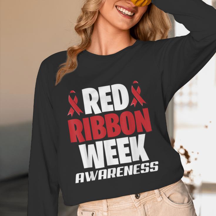 We Wear Red For Red Ribbon Week Awareness Mothers Teachers Women Long Sleeve T-Shirt, novelty gifts, funny gifts We Wear Red For Red Ribbon Week Awareness Mothers Teachers Women Long Sleeve T-Shirt, novelty gifts, funny gifts
