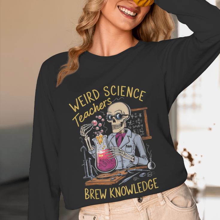 Weird Science Skeleton Halloween Teachers Brew Knowledge Women Long Sleeve T-Shirt, novelty gifts, funny gifts Weird Science Skeleton Halloween Teachers Brew Knowledge Women Long Sleeve T-Shirt, novelty gifts, funny gifts
