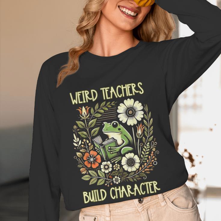 Weird Teachers Build Character Frog Reading Book Librarian Women Long Sleeve T-Shirt, novelty gifts, funny gifts Weird Teachers Build Character Frog Reading Book Librarian Women Long Sleeve T-Shirt, novelty gifts, funny gifts