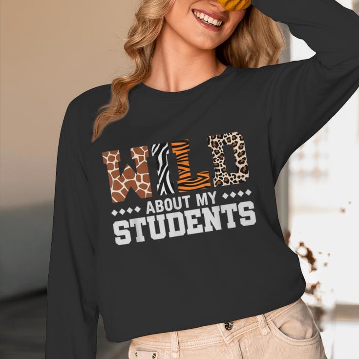 Wild About My Students Shirt Animals Teacher Women Long Sleeve T-Shirt, novelty gifts, funny gifts