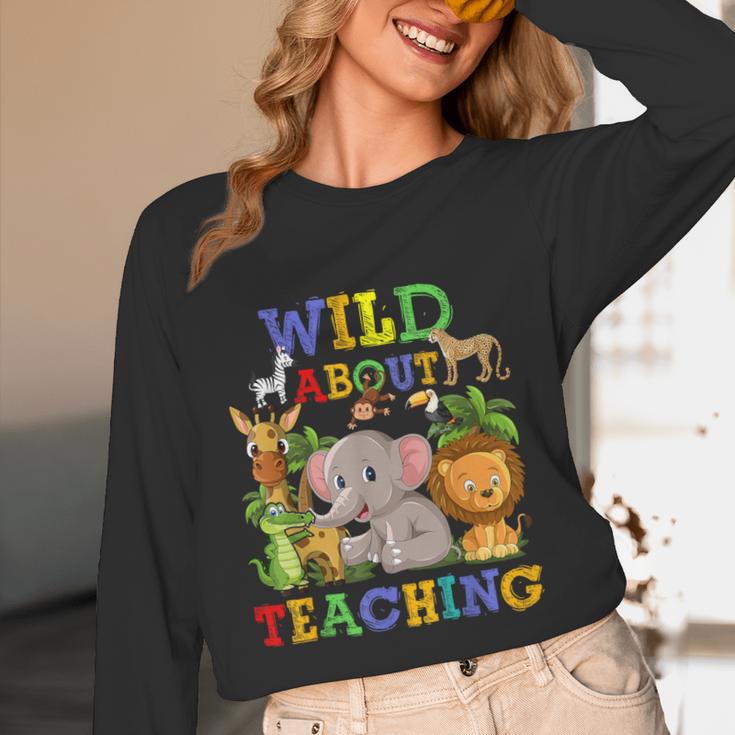 Wild About Teaching Safari Jungle School Teacher Women Long Sleeve T-Shirt, novelty gifts, funny gifts Wild About Teaching Safari Jungle School Teacher Women Long Sleeve T-Shirt, novelty gifts, funny gifts
