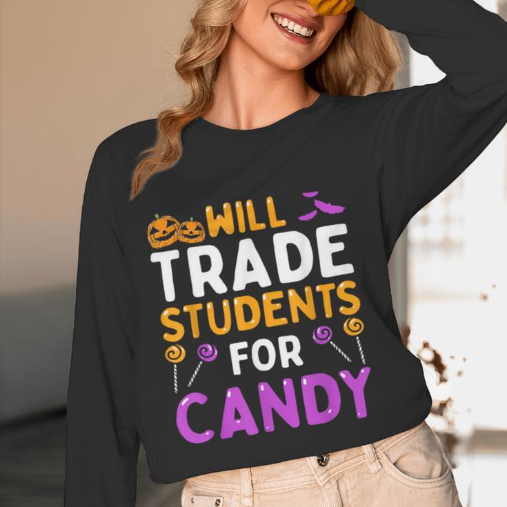 Will Trade Students For Candy Cute Halloween Costume Teacher For Men Women Kids Women Long Sleeve T-Shirt, novelty gifts, funny gifts Will Trade Students For Candy Cute Halloween Costume Teacher For Men Women Kids Women Long Sleeve T-Shirt, novelty gifts, funny gifts