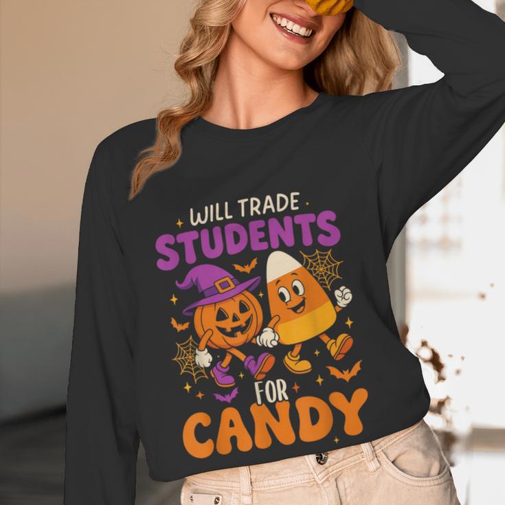 Will Trade Students For Candy Shirt Fun Candy Corn Teacher Women Long Sleeve T-Shirt, novelty gifts, funny gifts Will Trade Students For Candy Shirt Fun Candy Corn Teacher Women Long Sleeve T-Shirt, novelty gifts, funny gifts