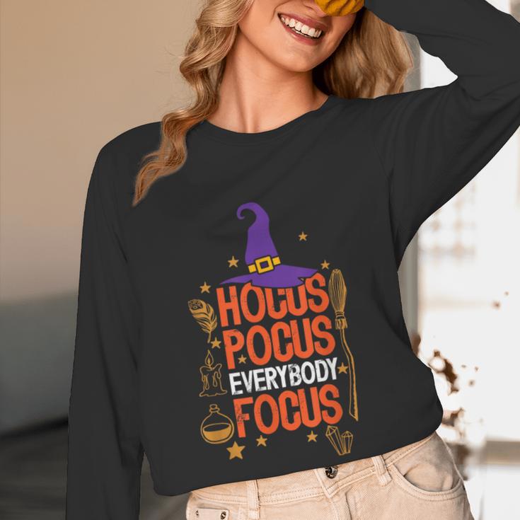 Witchy Halloween Hocus Pocus Everybody Focus Teacher Pumpkin Women Long Sleeve T-Shirt, novelty gifts, funny gifts Witchy Halloween Hocus Pocus Everybody Focus Teacher Pumpkin Women Long Sleeve T-Shirt, novelty gifts, funny gifts
