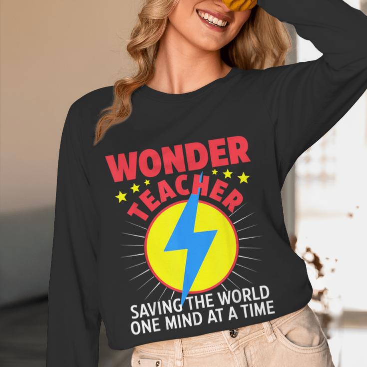 Wonder Teacher Costume Shirt Teacher Halloween Costume Men Women Women Long Sleeve T-Shirt, novelty gifts, funny gifts