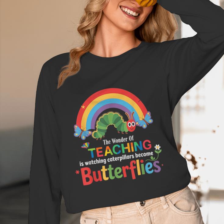 The Wonder Of Teaching Is Watching Caterpillars Teacher Women Long Sleeve T-Shirt, novelty gifts, funny gifts