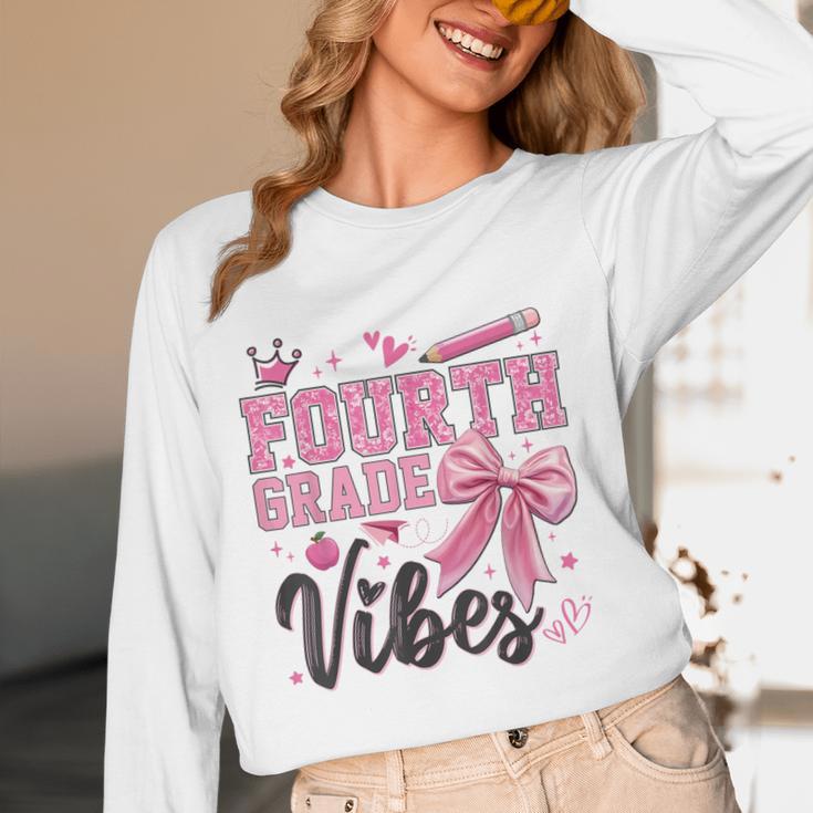 4th Fourth Grade Vibes Back To School Coquette Teacher Girl Women Long Sleeve T-Shirt, novelty gifts, funny gifts 4th Fourth Grade Vibes Back To School Coquette Teacher Girl Women Long Sleeve T-Shirt, novelty gifts, funny gifts