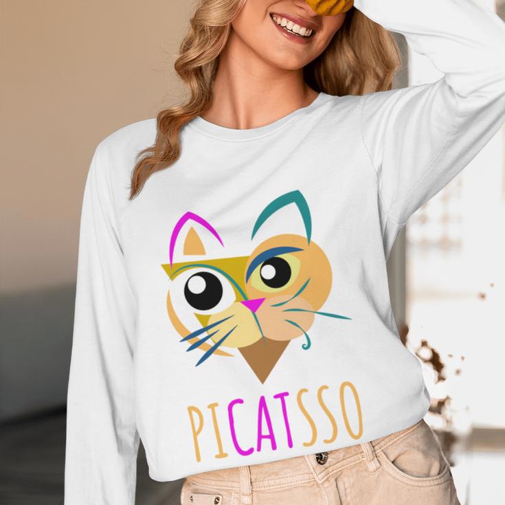 Abstract Cat Art Picatsso Shirt For Art Teachers Women Long Sleeve T-Shirt, novelty gifts, funny gifts Abstract Cat Art Picatsso Shirt For Art Teachers Women Long Sleeve T-Shirt, novelty gifts, funny gifts
