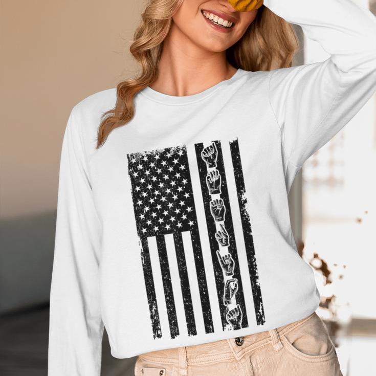 ASL Flag Sign Language Deaf ASL Teacher For Men Women Women Long Sleeve T-Shirt, novelty gifts, funny gifts ASL Flag Sign Language Deaf ASL Teacher For Men Women Women Long Sleeve T-Shirt, novelty gifts, funny gifts