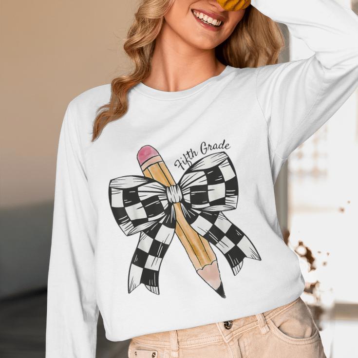 Back To School Hello Fifth Grade Teacher Coquette Pencil Bow Women Long Sleeve T-Shirt, novelty gifts, funny gifts Back To School Hello Fifth Grade Teacher Coquette Pencil Bow Women Long Sleeve T-Shirt, novelty gifts, funny gifts