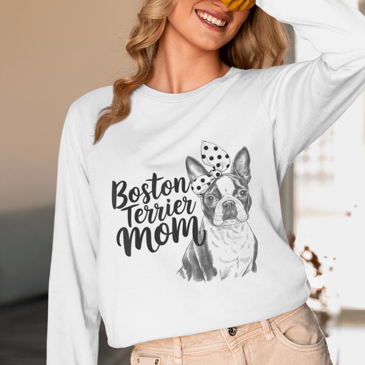 Boston Terrier Dog Bostie Mom Idea For Women Women Long Sleeve T-Shirt, novelty gifts, funny gifts