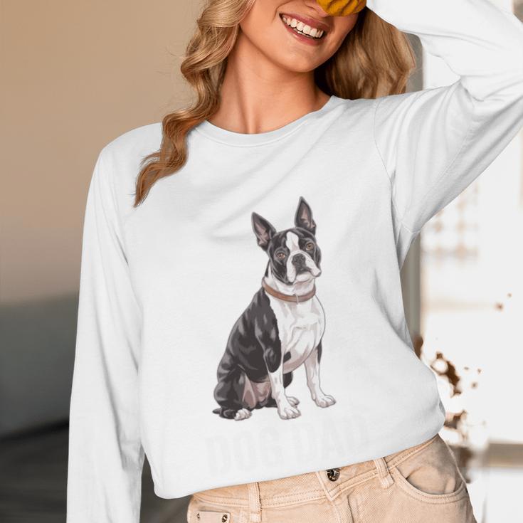 Boston Terrier Dog Dad Boston Terrier Dog Lovers Women Long Sleeve T-Shirt, novelty gifts, funny gifts