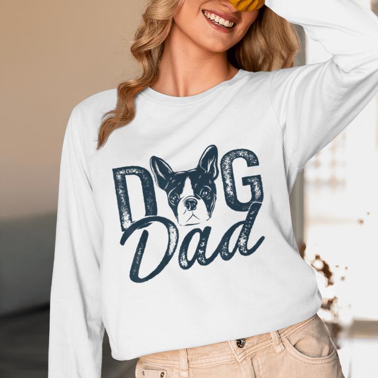 Boston Terrier Dog Dad Women Long Sleeve T-Shirt, novelty gifts, funny gifts