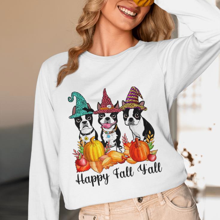 Boston Terrier Dog Lover Fall Ya'Ll Halloween Costume Men Women Women Long Sleeve T-Shirt, novelty gifts, funny gifts