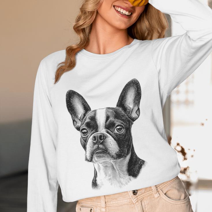 Boston Terrier Dog Motif Pet Illustration Boston Terrier For Men Women Kids Women Long Sleeve T-Shirt, novelty gifts, funny gifts