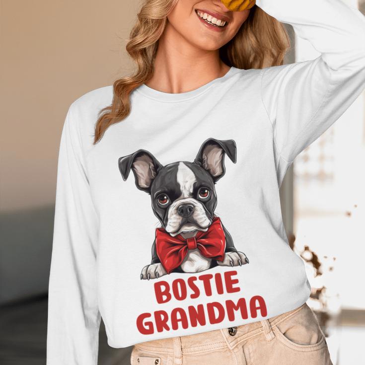 Boston Terrier Grandma Dog Lovers Puppy Bostie Owner Women Long Sleeve T-Shirt, novelty gifts, funny gifts