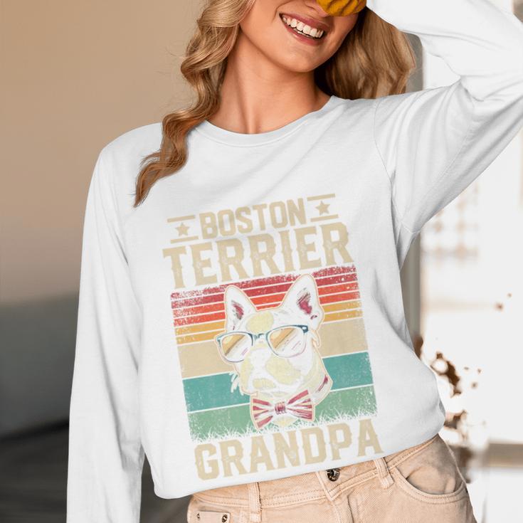 Boston Terrier Grandpa Dog Lover Father's Day Premium Women Long Sleeve T-Shirt, novelty gifts, funny gifts
