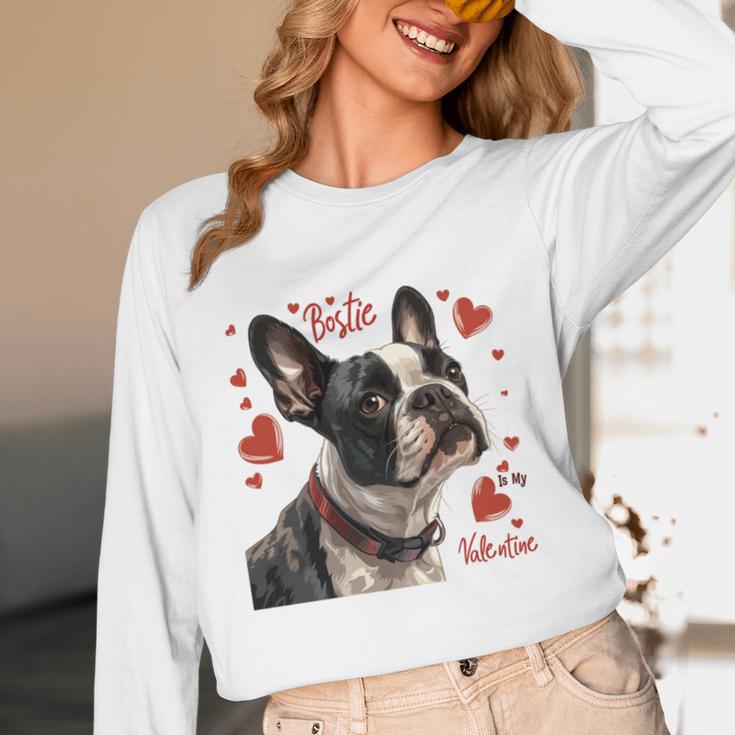 Boston Terrier Is My Valentine Cute Pet Dog Owner Valentine Women Long Sleeve T-Shirt, novelty gifts, funny gifts