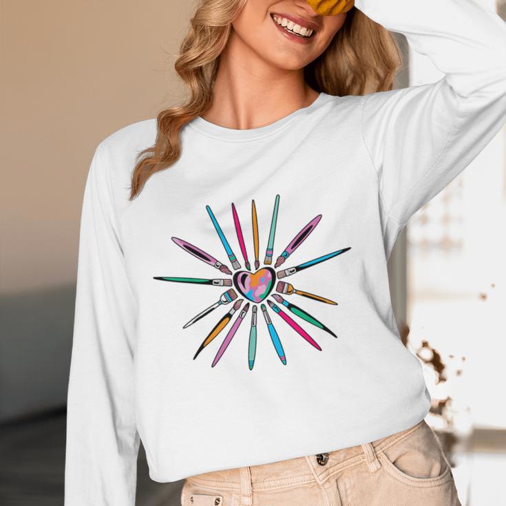 Cool Brush Heart Shape Art Teacher Paint For Artist Painter Women Long Sleeve T-Shirt, novelty gifts, funny gifts Cool Brush Heart Shape Art Teacher Paint For Artist Painter Women Long Sleeve T-Shirt, novelty gifts, funny gifts