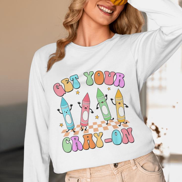 Get Your Cray-On Preschool Teacher Kindergarten Teacher Women Long Sleeve T-Shirt, novelty gifts, funny gifts Get Your Cray-On Preschool Teacher Kindergarten Teacher Women Long Sleeve T-Shirt, novelty gifts, funny gifts